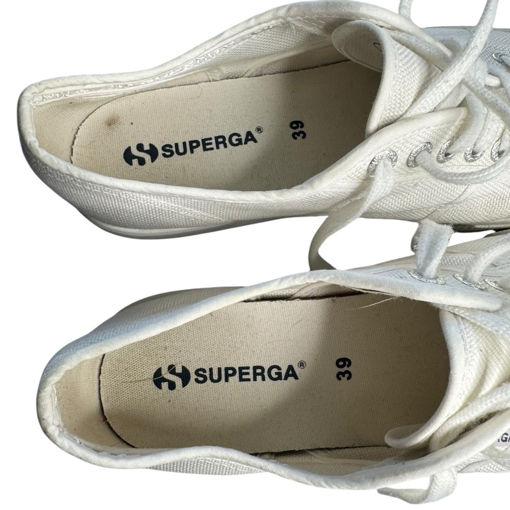 Superga 2790 Platform Sneakers white canvas Traditional Classic Lace Up Womens 8 - Picture 11 of 12